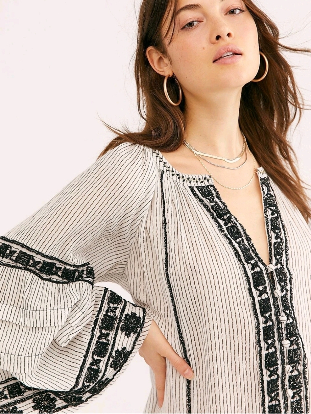 Free People Vagabond Cotton Embroidered Tunic Dress XS NWT New - Picture 4 of 12